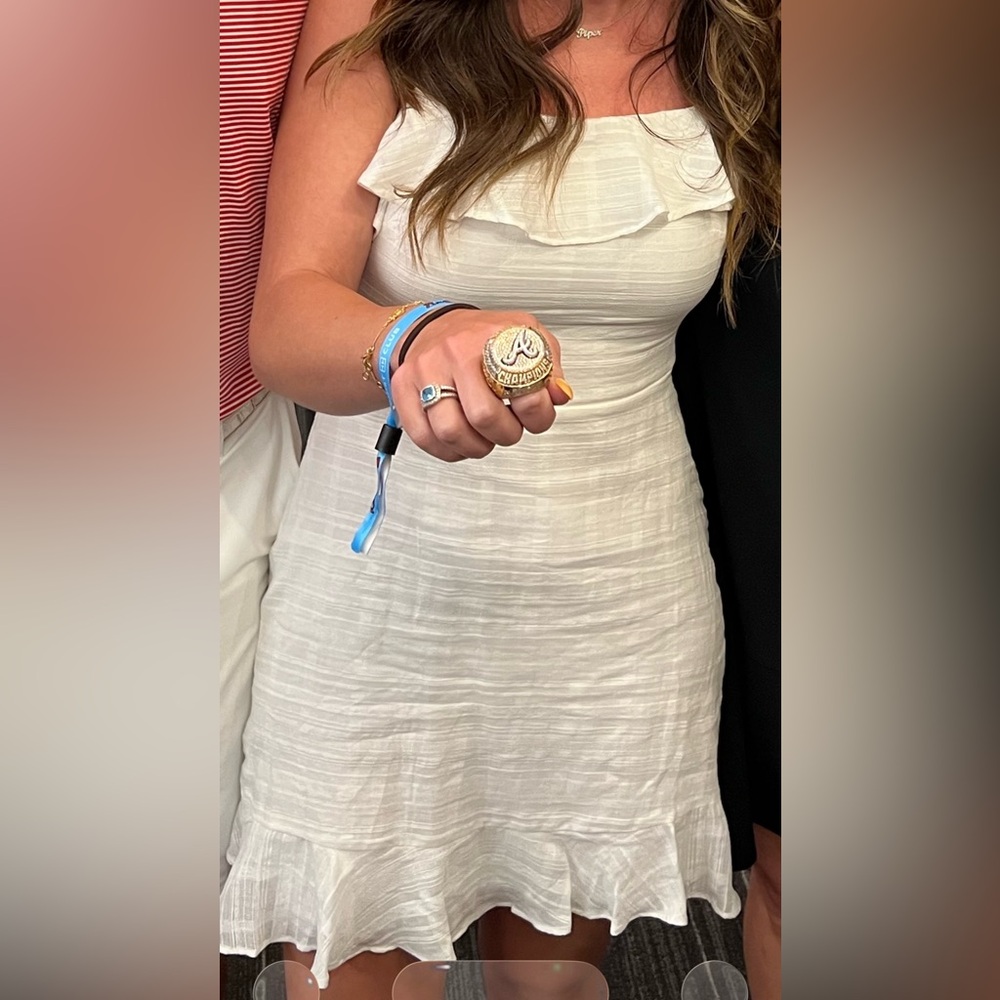 White Ruffle Mini Dress - Picture 4 of 4